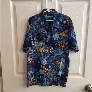 Tori Richard Disney Blue Floral Kids Button Down Shirt